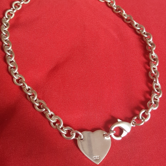 925 Sterling Silver Heart Chain Necklace - Picture 4 of 4